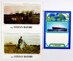 [TSS STEFAN BATORY]. Zbiór 3 menu posiłków podawanych na pokładzie TSS Stefan Batory podczas rejsu VIII 1973.