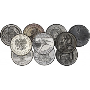 Zestaw 10 monet: 10.000 i 20.000 złotych (Jaskółki, Zygmunt I...)