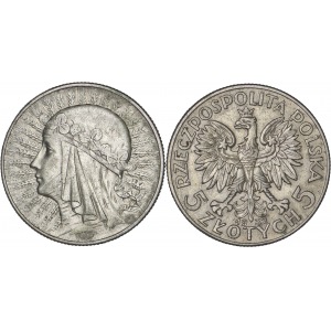 zestaw 2 monet: 5 złotych 1932, głowa kobiety
