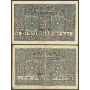 zestaw dwóch takich samych banknotów: 50 marek (jenerał), 9 grudnia 1916