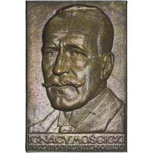 Ignacy Mościcki, plakietka 40 x 27 mm, medalier Józef Aumiller