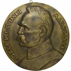 Medalion, Marszałek Józef Piłsudski, med. Józef Aumiller, brąz lany, 254 mm