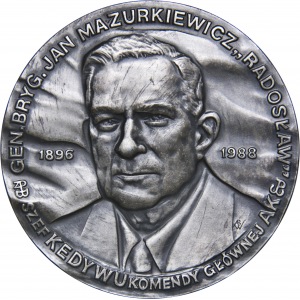 Generał brygady Jan Mazurkiewicz Jarosław, Powstanie Warszawski, 1994, med. Beata Wątróbska-Wdowiarska