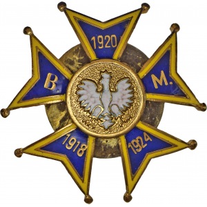odznaka, 3 batalion Manewrowy, 1918-1920-1924, złocona, emalia, Warszawa, M. Purgał, kopia późniejsza
