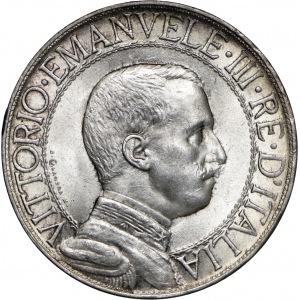 zestaw 4 monet: 1 lira 1913, 2 liry 1914 i 1916, Wiktor Emanuel III (19), Ag; 1 soldo 1764 Cu