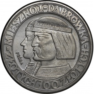 Próba NIKIEL 100 złotych 1960 Mieszko i Dąbrówka - głowy w lewo