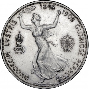5 koron, z okazji 60-lecia panowania, 1908, Wiedeń