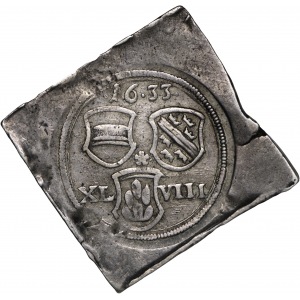 48 krajcarów 1633, moneta oblężnicza z czasów wojny 30-letniej, klipa