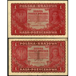 zestaw dwóch takich samych banknotów: 1 marka, 23 sierpnia 1919