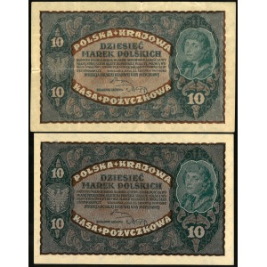 zestaw dwóch takich samych banknotów: 10 marek, 23 sierpnia 1919