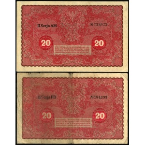 zestaw dwóch takich samych banknotów: 20 marek, 23 sierpnia 1919