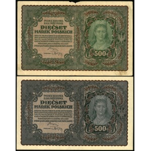 zestaw dwóch takich samych banknotów: 500 marek, 23 sierpnia 1919