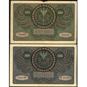 zestaw dwóch takich samych banknotów: 500 marek, 23 sierpnia 1919