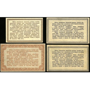 zestaw czterech banknotów z 28 kwietnia 1924: 10 groszy, Mił. 44, 2 x 20 groszy, Mił. 45 oraz 50 groszy, Mił. 46