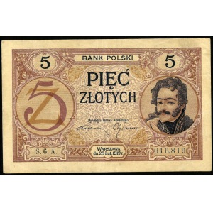 5 złotych, emisja z 28 lutego 1919, wprowadzona do obiegu 28 kwietnia 1924