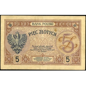 5 złotych, emisja z 28 lutego 1919, wprowadzona do obiegu 28 kwietnia 1924