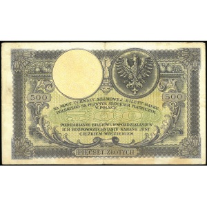 500 złotych, emisja z 28 lutego 1919, wprowadzona do obiegu 28 kwietnia 1924
