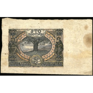 100 złotych, 1932 lub 1934, druk niekompletny, poddruk awersu i rewers, makulatura