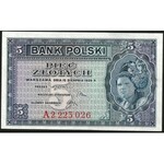 komplet banknotów Rządu RP na uchodźstwie: 1, 2, 5, 10 , 20, 50, 100, 500 złotych emisja 15 sierpnia 1939 oraz 20 i 50 zł emisja 20 sierpnia 1939