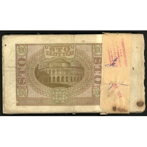 paczka 45 szt. banknotów 100 zł, 1 marca 1940 w oryginalnej banderoli z datą 16 Nov. 1944