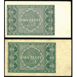 zestaw dwóch takich samych banknotów: 2 złote, 15 maja 1946