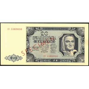 20 złotych, 1 lipca 1948, SPECIMEN (numeracja obiegowa)