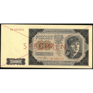 500 zł, 1 lipca 1948, SPECIMEN (numeracja obiegowa)