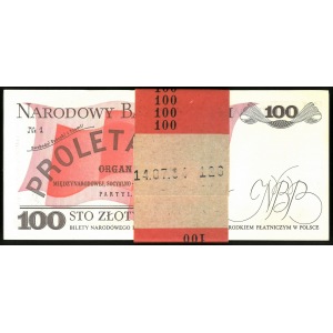 paczka (100 szt.) banknotów 100 zł, 1 grudnia 1988, w oryginalnej banderoli