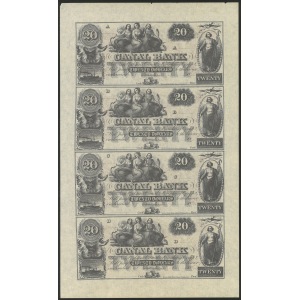 USA, Nowy Orlean, nierozcięty arkusz 4 banknotów 20 dolarowych 