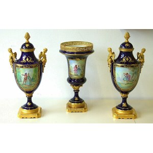 Sevres, Imperial Triptych, Fragonard scenes 24k Gold