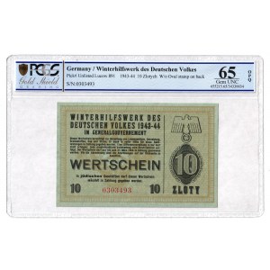 Germany - Third Reich Poland Winterhilfswerk 10 Zlotych 1943 - 1944 PCGS 65 OPQ