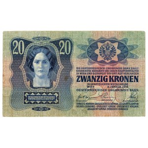 Czechoslovakia 20 Haleru on 20 Kroner 1919 (ND) With stamp