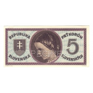 Slovakia 5 Korun 1945 (ND) Specimen