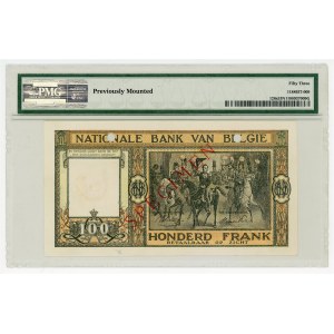 Belgium 100 Francs 1945 - 1950 Specimen PMG 53