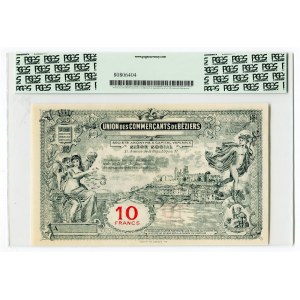 France Union des Commercants de Beziers 10 Francs ND PCGS 58