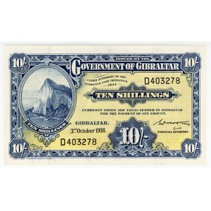 Gibraltar 10 Shillings 1958