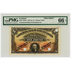 Scotland 1 Pound 1927 Specimen PMG 66