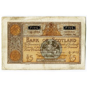 Scotland Bank of Scotland 5 Pounds 1940