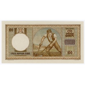 Serbia 100 Dianra 1942 Not Issued