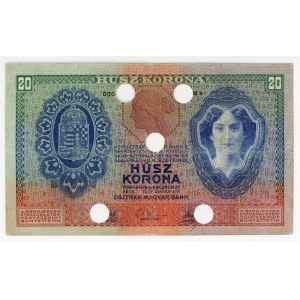 Yugoslavia on Austria 20 Kroner 1907 With Stamp Cancelled