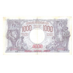 Yugoslavia 4000 Kroner on 1000 Dinara 1919 (ND)