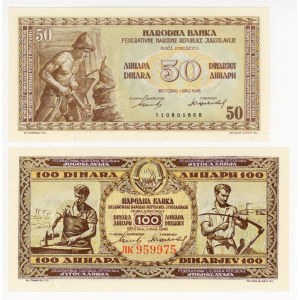 Yugoslavia 50 & 100 Dinara 1946