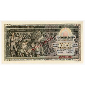 Yugoslavia 100 Dinara 1953 Specimen