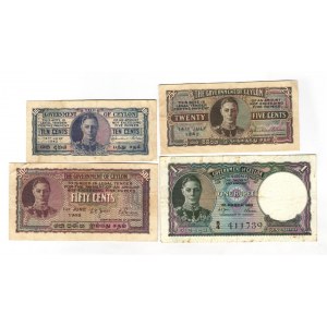 Ceylon 10 - 25 - 50 Cents & 1 Rupee 1942 - 1949