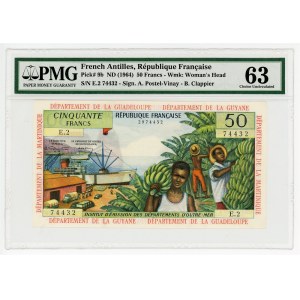 French West Indies 50 Francs 1964 (ND) PMG 63