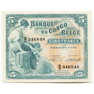 Belgian Congo 5 Francs 1951
