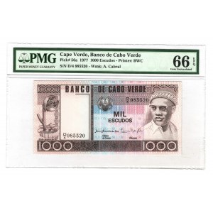 Cabo Verde 1000 Escudos 1977 PMG 66 EPQ