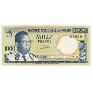 Congo 1000 Francs 1964 Cancelled Note