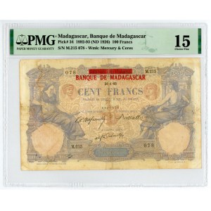 Madagascar 100 Francs 1926 (ND) PMG 15
