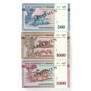 Rwanda 500 - 1000 - 5000 Francs 1994 Specimen